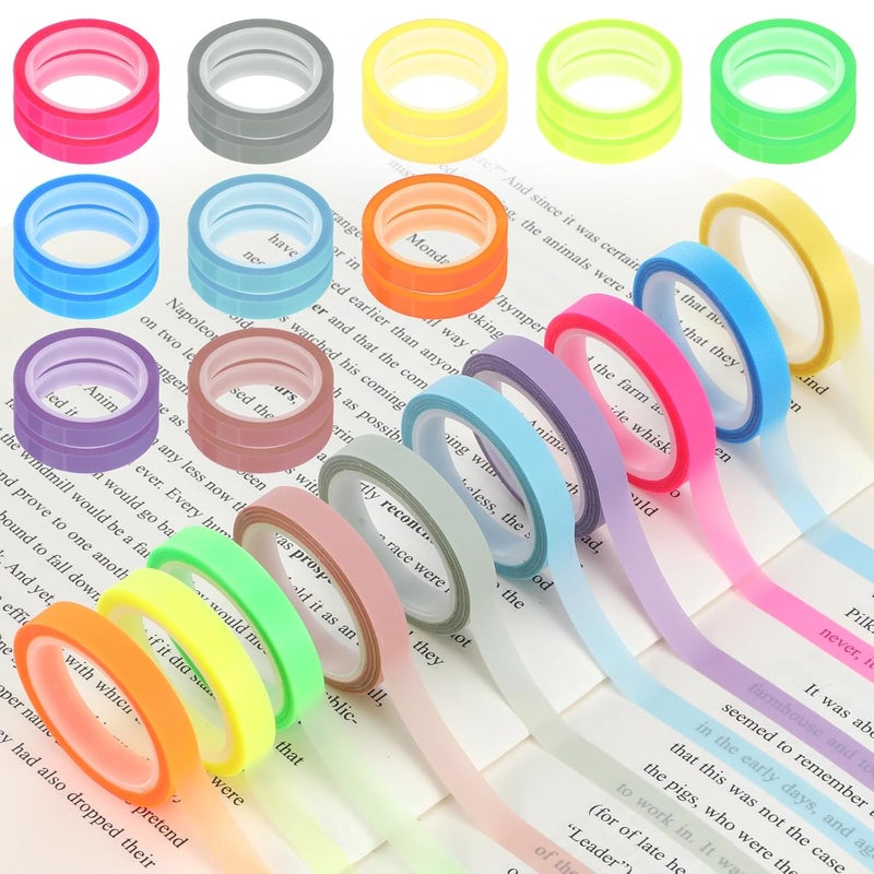 Ubamdom 20 Rolls Highlighter Tape, 0.24 inch X 16.4 ft Bible Strips, Colored Non-Transparent Book Highlighter Strips, Removable Fluorescent Neon Tape Annotation for Teachers Students Reading Home Office - Image 1